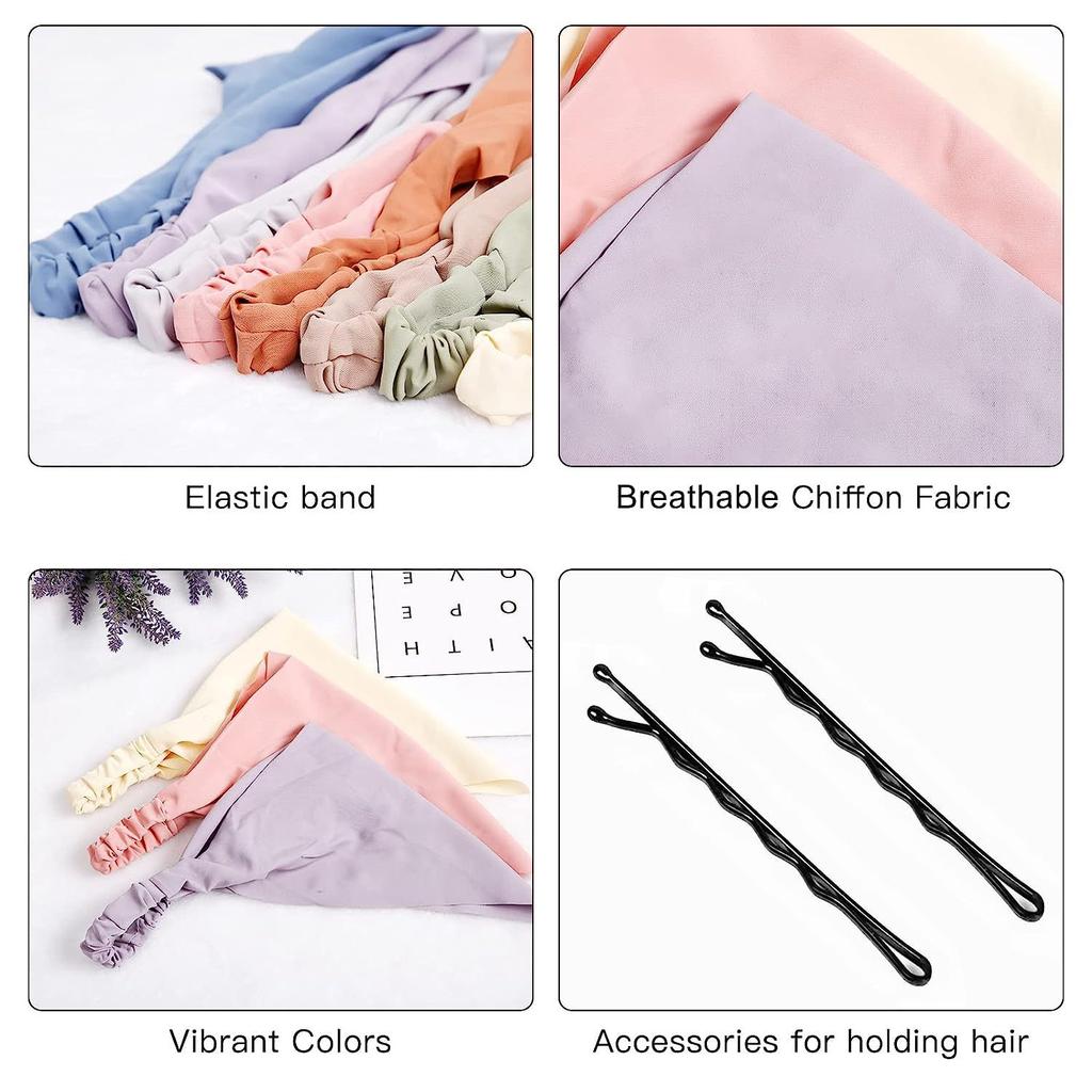 Solid Color Minimalist Hair Scarf Wide Elastic Headband For Women Elegant Back Hanging Headwrap Fashion Hair Accessory