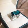 Silver Fashion New For Ladies Party Light Blue Large Gemstone Ring Party Wedding Jewelry Gift