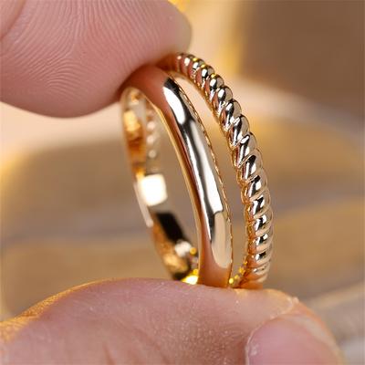 1 Pc Golden Color Twist Ring Wedding Band Valentine's Day Jewelry
