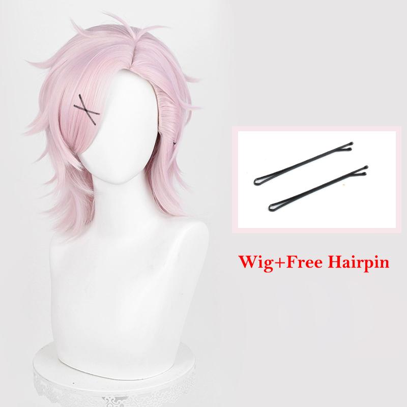 Anime Mitsuki Kiryu Cosplay Wig Pink 40cm Wigs Heat Resistant Synthetic Hair Halloween Party Role Play Unisex Wigs + Wig Cap