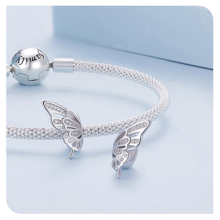 Butterfly Silicone Spacer Beads S925 Sterling Silver DIY Jewelry BSC823