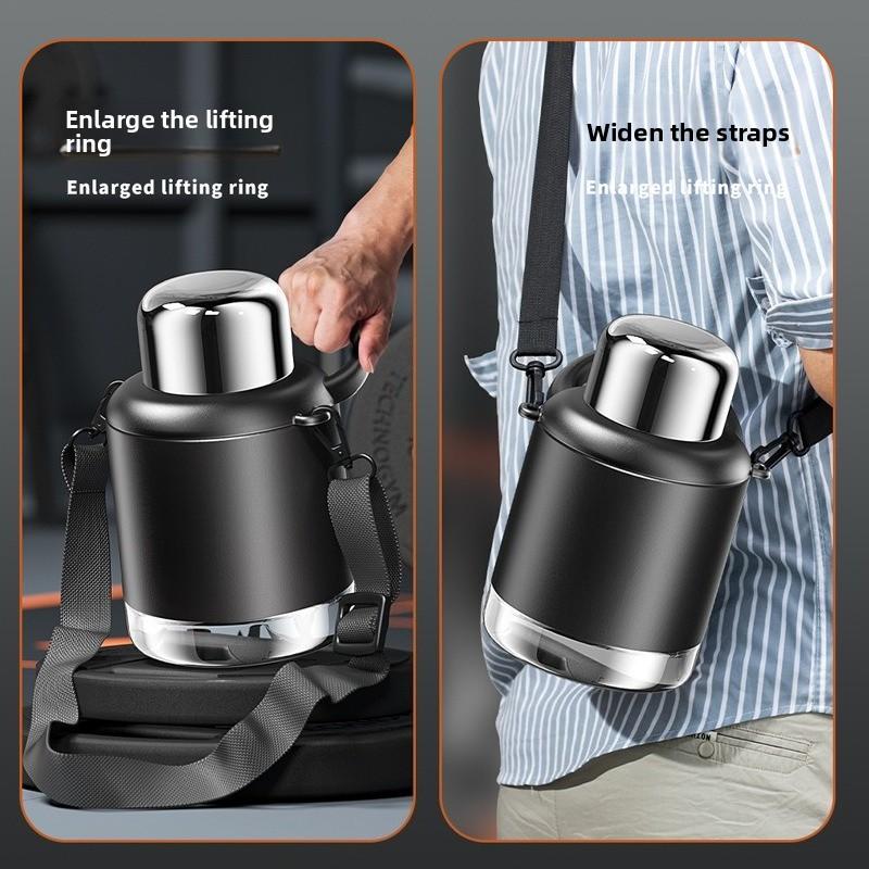 New model stainless steel outdoor sports portable insulated cup - Large capacity cold and hot water bottle