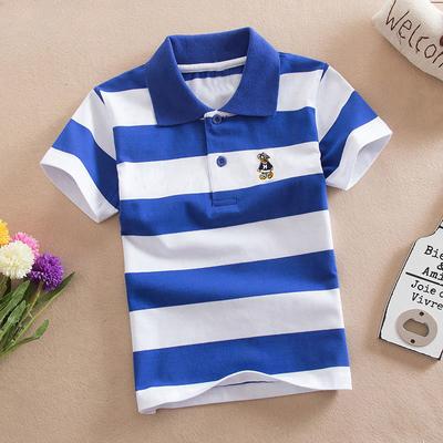 Meninos, Verão, Meninas, Camisetas de manga curta, 1-12 anos, Crianças de meia idade e mais velhas, Camisas polo de lapela listrada, Algodão