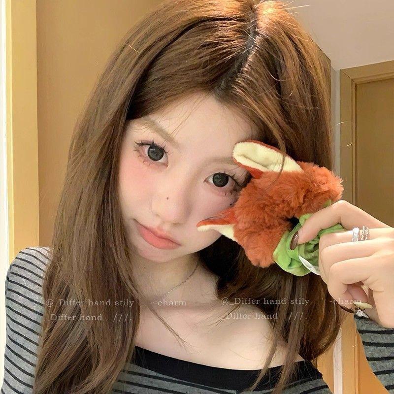 Fox Ears Plush Scrunchie: Cute Cartoon Fluffy Hair Accessory for Women