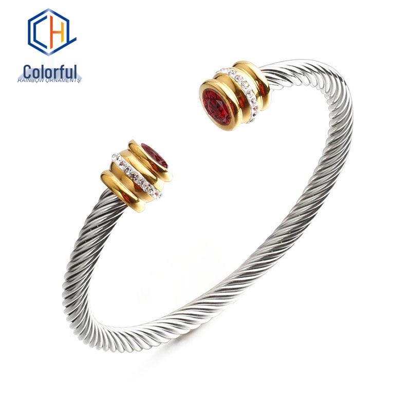 European & American 18K Gold-Plated Stainless Steel Bracelet with Zirconia
