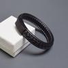 Korean Style Stainless Steel Magnetic Buckle Bracelets Bangles Hand Woven Leather Roper Bracelet Men Friendship Jewelry Pulseras