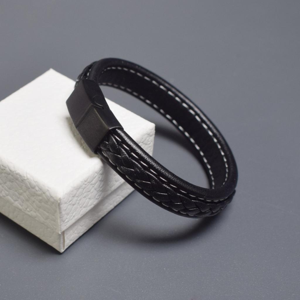 Korean Style Stainless Steel Magnetic Buckle Bracelets Bangles Hand Woven Leather Roper Bracelet Men Friendship Jewelry Pulseras