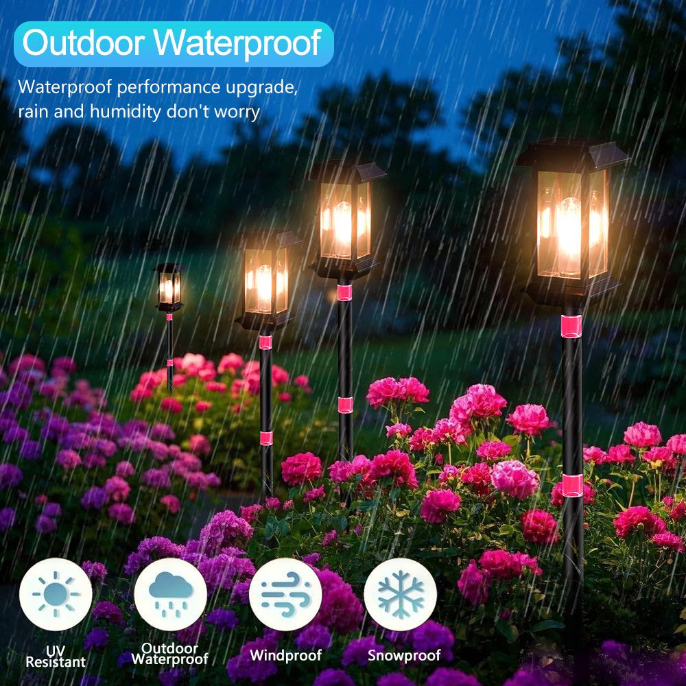 Upgraded 2PCS Solar Lights Outdoor Garden LED Solar Landscape Lights Outdoor Garden Stake With Warm White RGB Ornaments for Path