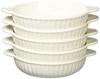 Set of 5 Milky White Gratin Dishes, Vertical Stripes, Round [20.5 X R16.5 X 4cm], Banko Ware, Western-Style Tableware, Suitable for Cafes,