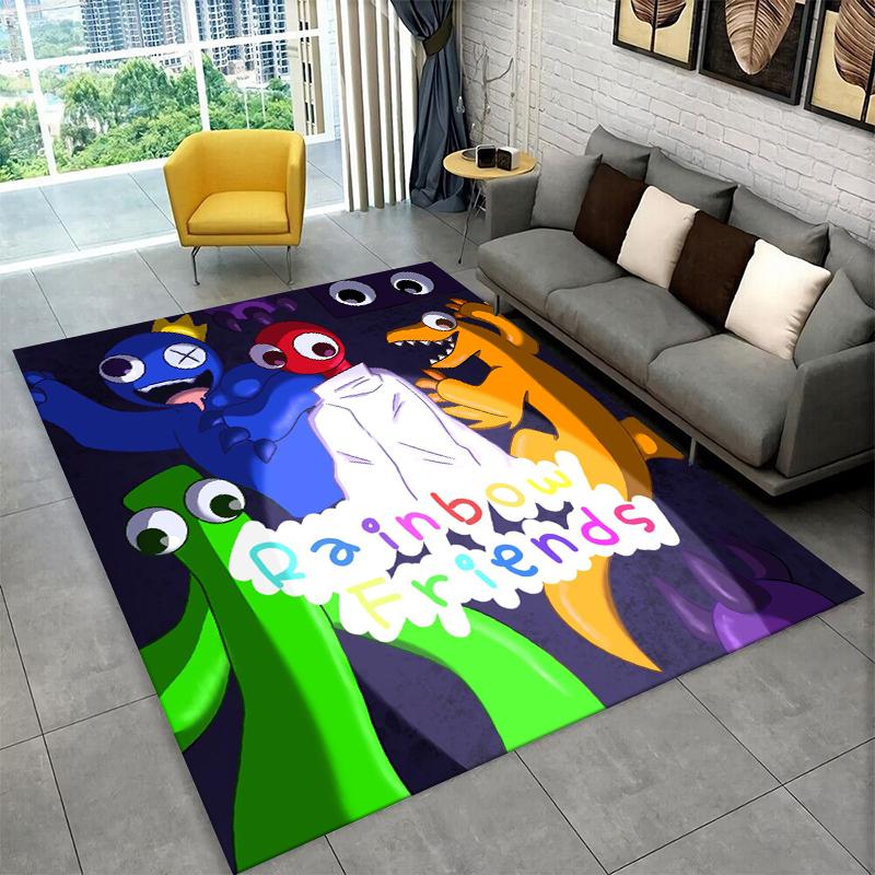 Tappeto Tappeto Gioco Cartone Animato 3D R-Rainbows Friends per Camera da Letto Soggiorno Divano Sala Giochi Zerbino Decorazione Casa, Tappeto Area Bambini Antiscivolo