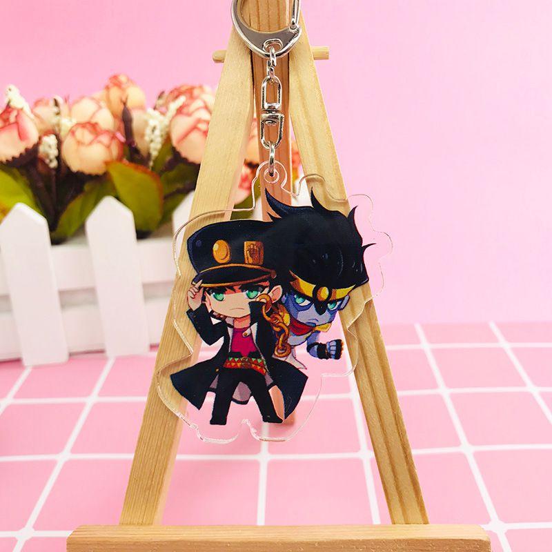 Jojos Adventure Bizarre Key Chain Anime Cartoon Keyring Pendant Acrylic Gifts