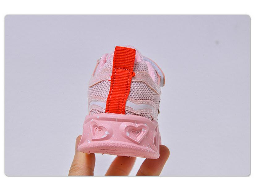 Light-Up Cartoon Cat Baby Girl Sports Shoes, Soft Sole, Mesh, Spring/Autumn 2026