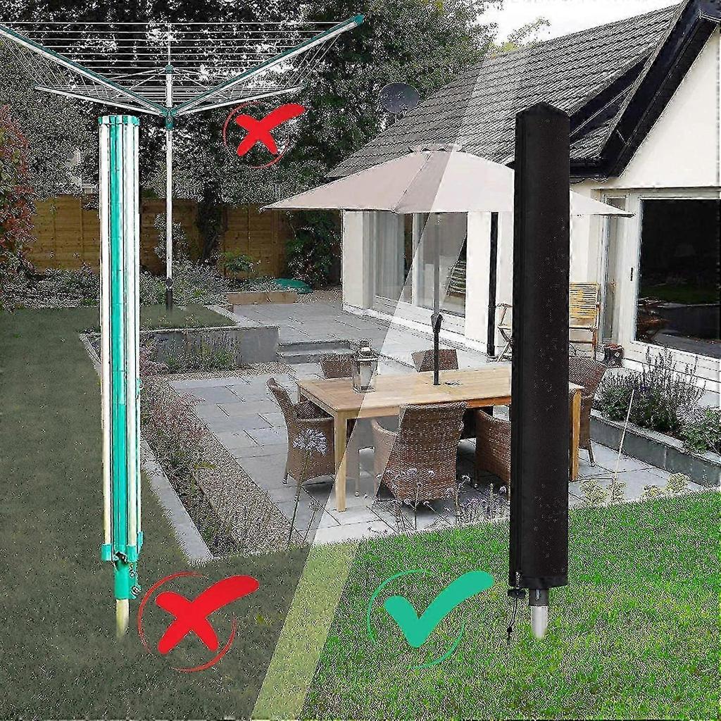 165cm Black Waterproof Zippered Cover for Rotary Dryer Garden Clothes Dryer Rain Dust Protection