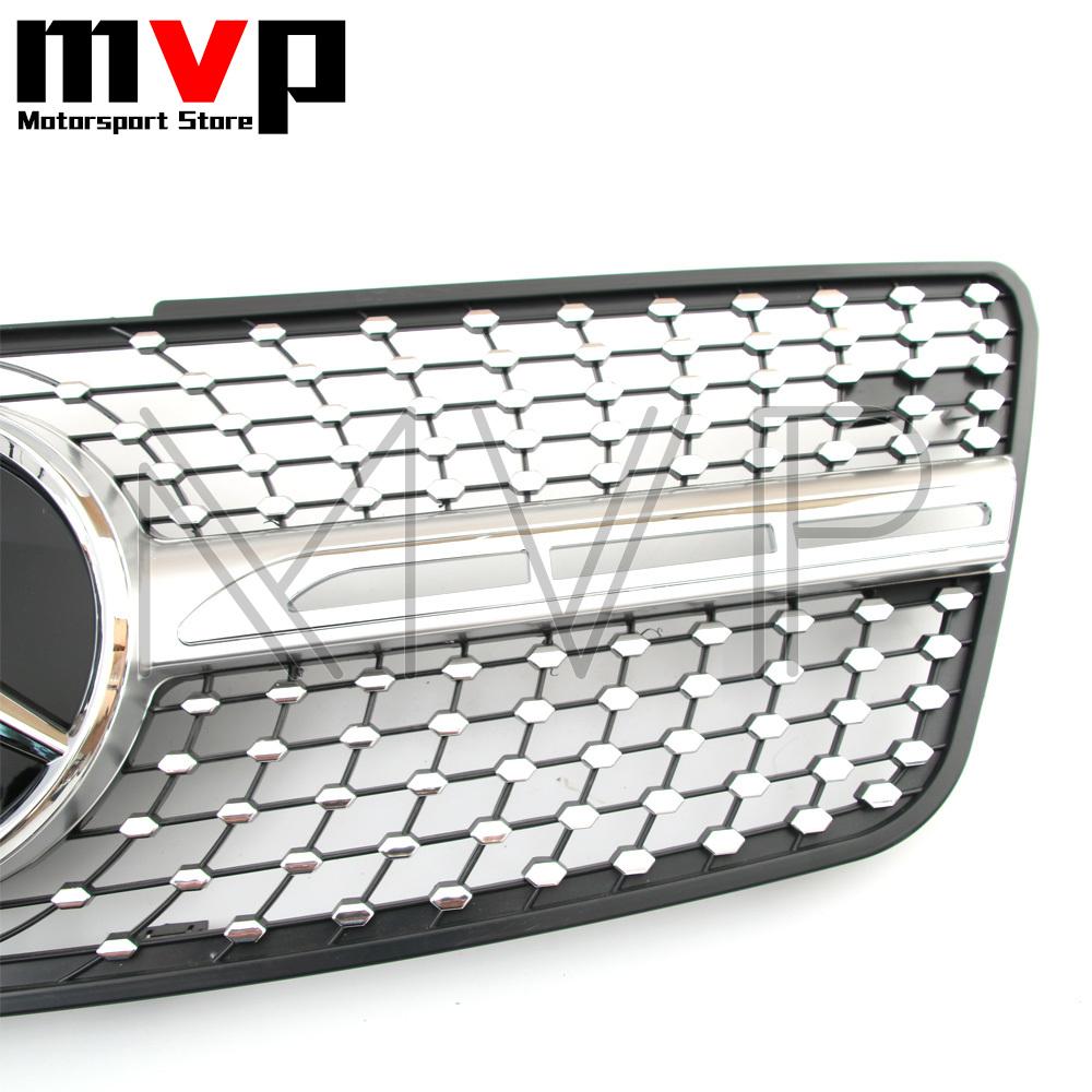 FCM5   Chrome Diamonds Style Racing Grille With Newest 3D Emblem Logo For Mercedes Benz ML-Class W164 2009-2011 ML320 ML350 ML450 ML500