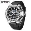 Sanda Men's Trendy Outdoor Sports Watch - Waterproof, Luminous, Multifunctional with Dual Display & Alarm.