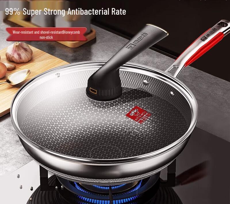 Kangbah 32cm Non-Stick Antibacterial Stainless Steel Wok