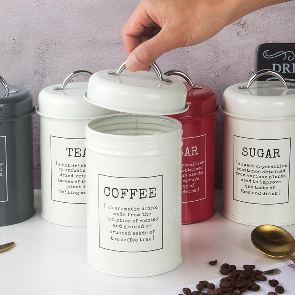 Juego de Recipientes Metálicos para Cocina Herméticos para Café, Té, Azúcar Botes Contenedores 1200ml