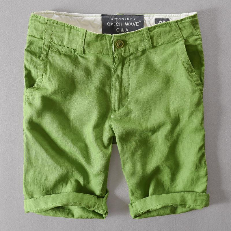 

Summer Men s Pure Linen Beach Shorts, Loose-Fit 29 зелёный