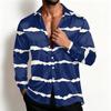 Veste chemise rayée décontractée pour homme Coupe ample Respirante Col rabattu pour le printemps et l'automne