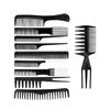 Plastic Hair Comb Set With Fine And Wide Tooth Combs For Salon And Home Use