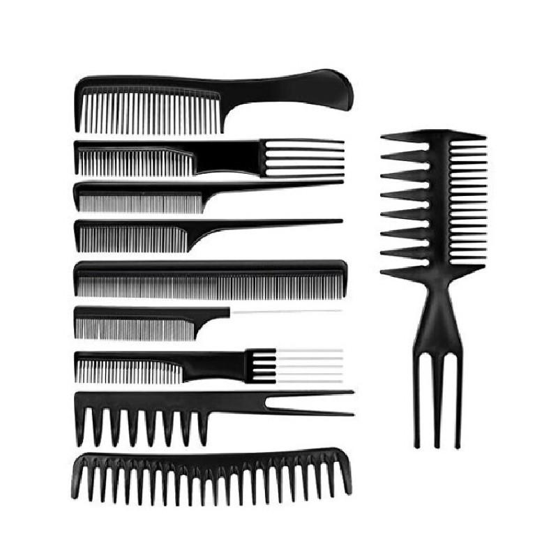 Plastic Hair Comb Set With Fine And Wide Tooth Combs For Salon And Home Use