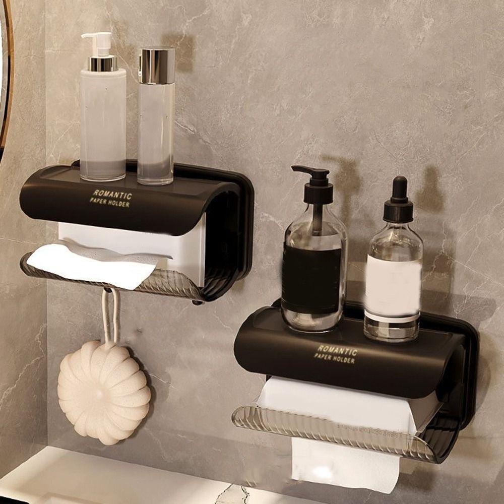 

Punch-free Toilet Paper Holder Plastic Paper Towel Storage Box Toilet Paper Storage Rack Bathroom бежевий