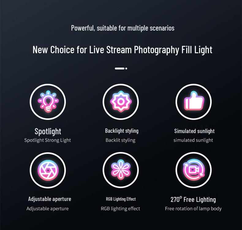 Kit de Fundo Ao Vivo, Atmosfera e Iluminação de Preenchimento 8 Yingbang Streamer