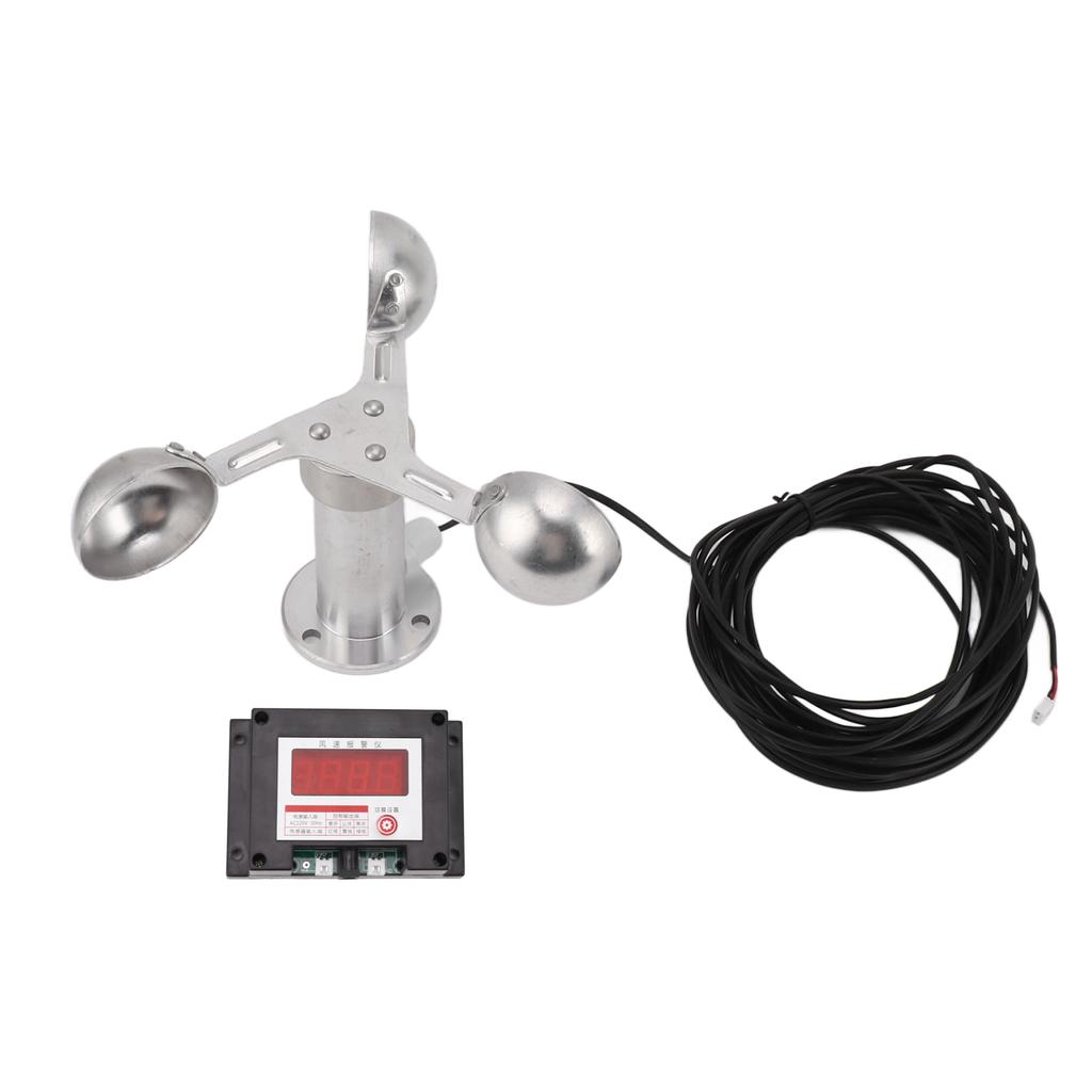 Macara turn Anemometru Alarmă Contor de viteză a vântului Stație meteo Alarmă de viteză a vântului 3 cupe Cupă de vânt 220V