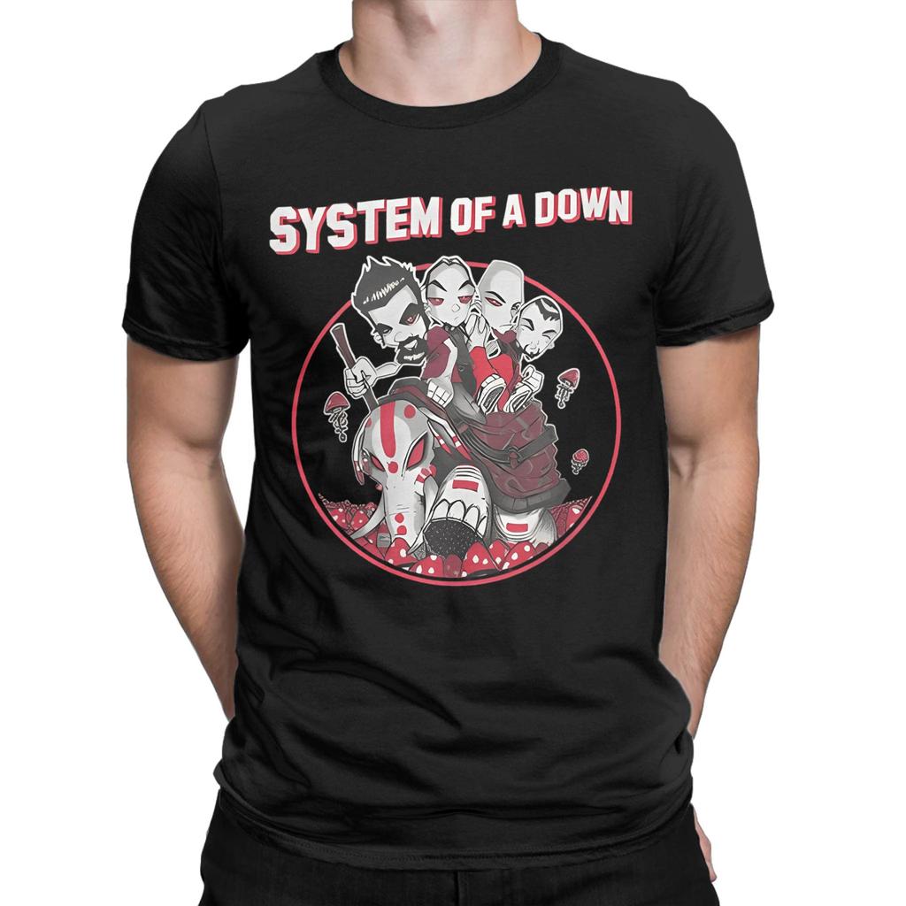 System of a Down Mushroom People T Shirts Mens Pure Cotton Funny TShirts Crewneck Tees Short Sleeve Clothes Gift Idea