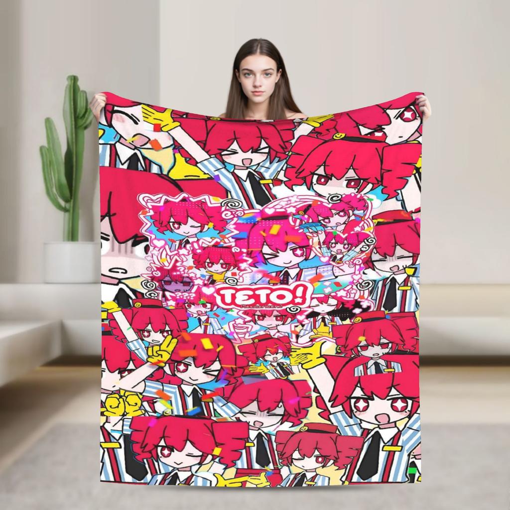 Anime Kasane Teto Flannel Printed Blanket Suitable for All Seasons Suitable for Living Room Office Sofa and Travel 180x250CM
