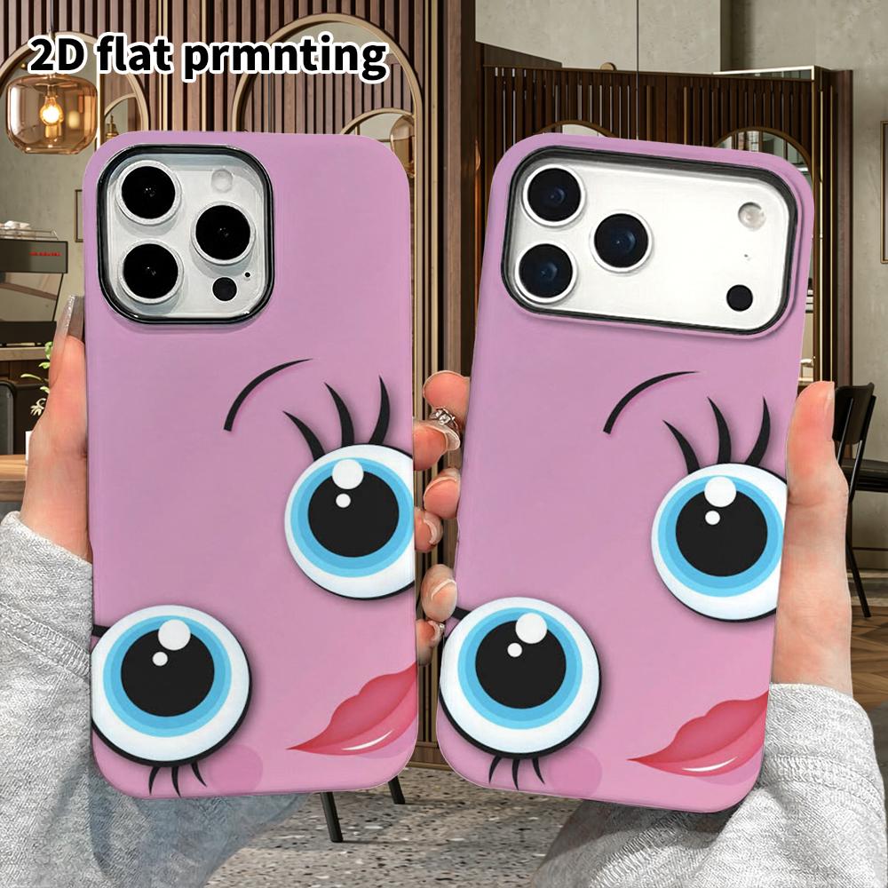 Phone Case: 2D Flat Design Suitable for iPhone 18 17 16 15 14 13 Pro Film Protective Case, Couple Style, Cartoon Big Eyes, Christmas and Halloween Gif