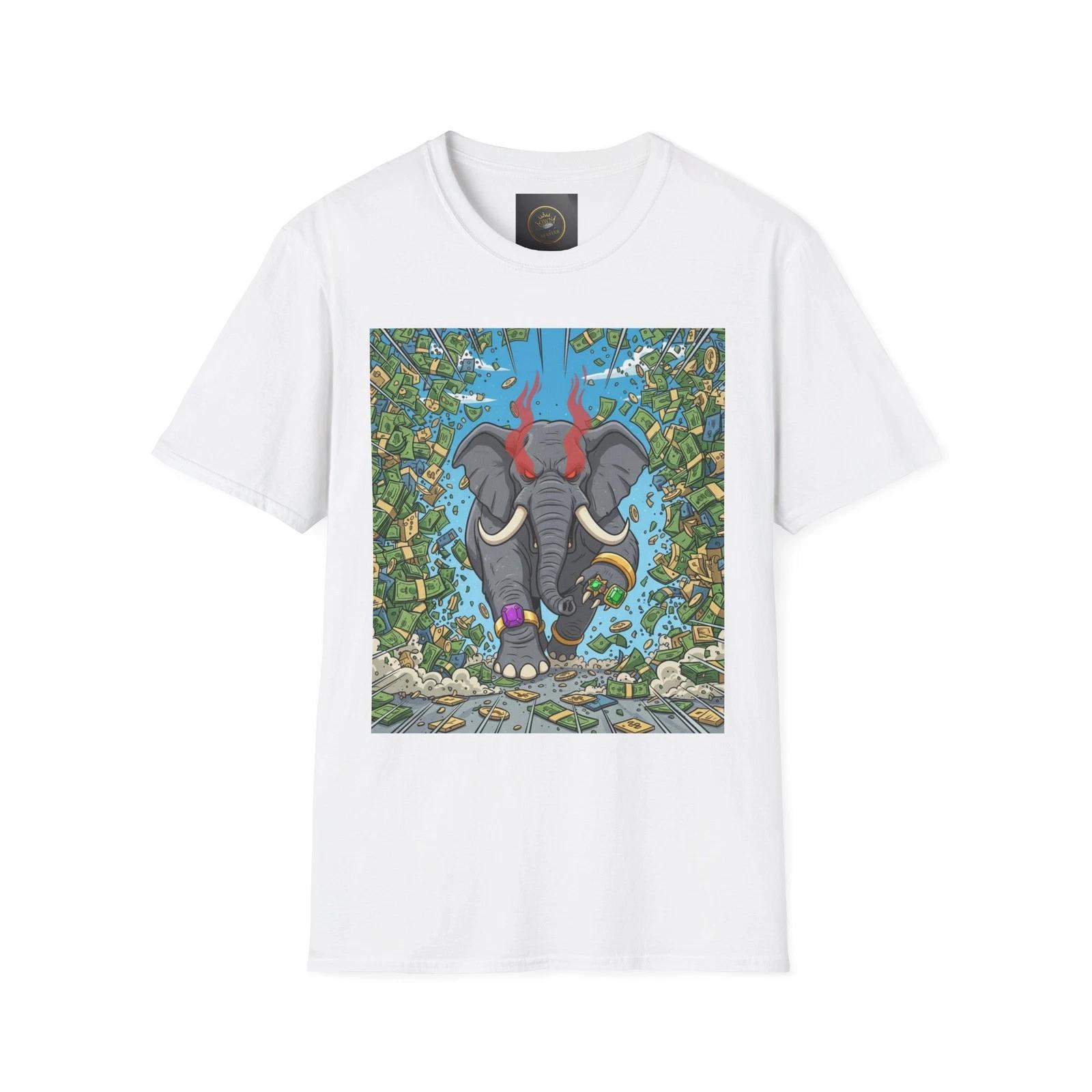 Elephant Jungle Illustration T-Shirt, Nature Lover Gift, Eco-Friendly [...] M