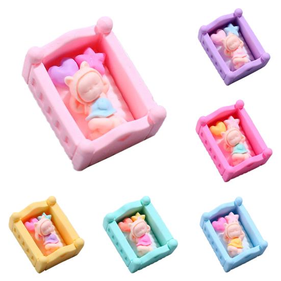 2шт портативная детская кроватка для куклы устойчивая к выцветанию модная микропейзажная — фото 3