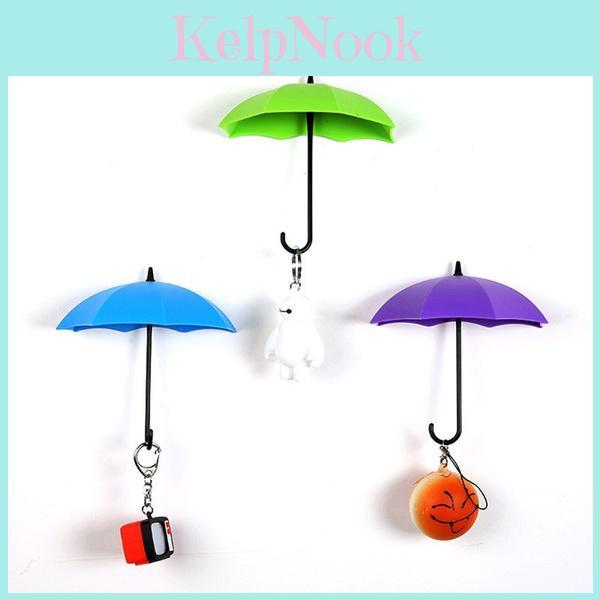 Plastic Creative Umbrella Hook Set With Strong Adhesive No Trace Wall Mount For Kitchen Bathroom Decor
