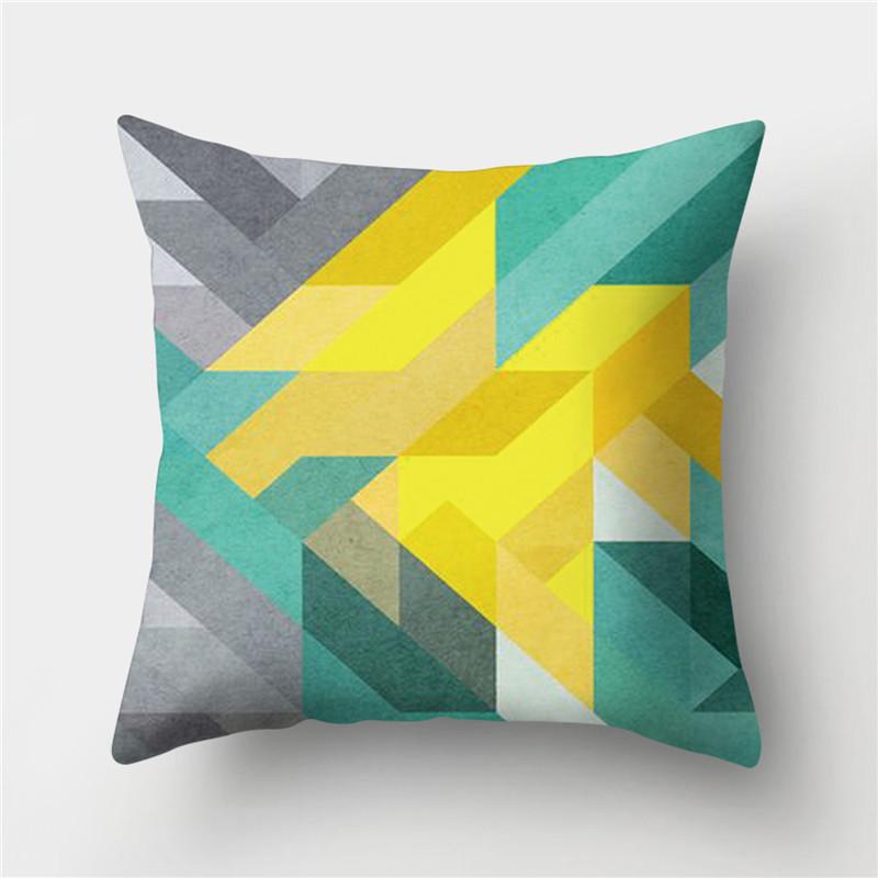 45x45 Polyester Kissenbezug Gelb Geometrisch Dekorativer Kissenbezug Wurfkissen Sofa Heimdeko