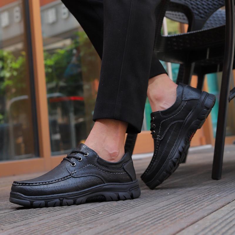 Модная мужская повседневная обувь из натуральной кожи на шнуровке — фото 7