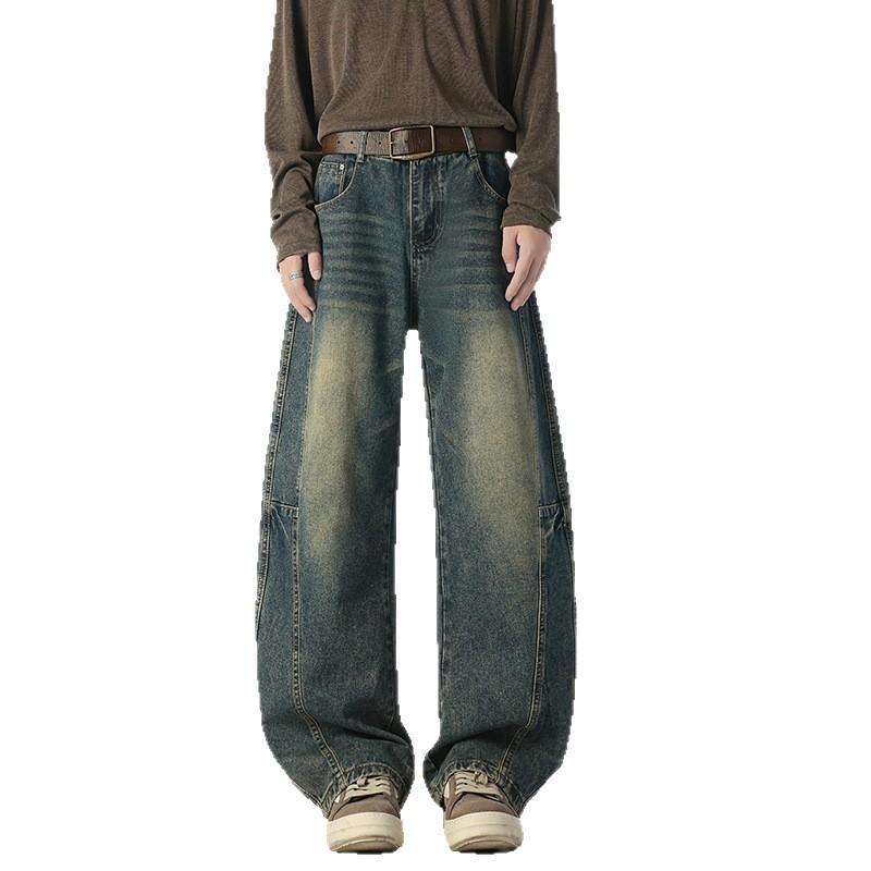 Weft Men's Light/Blue American High Street Washing Scimitar Jeans Handsome Pants Cm