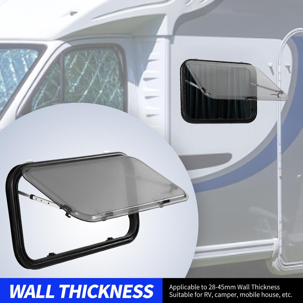 RV Push Out Window Double Layer Acrylic Glass  Curtain 900x450mm Stale Structure External Exit Window for Campervans
