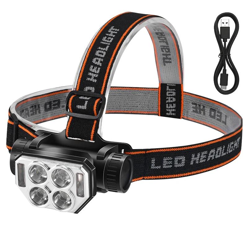 

USB Rechageable Motion Sensor Headlight 5 Led Strong Light Headlamp Portable Fishing Camping Outdoor Head Lamp Work Flashlight