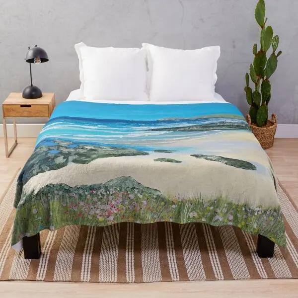 Beach Landscape Sunset Flannel Throw Blanket King Queen Size for Sofa Couch Bed Super Soft Warm Lightweight Good Gift for Teens