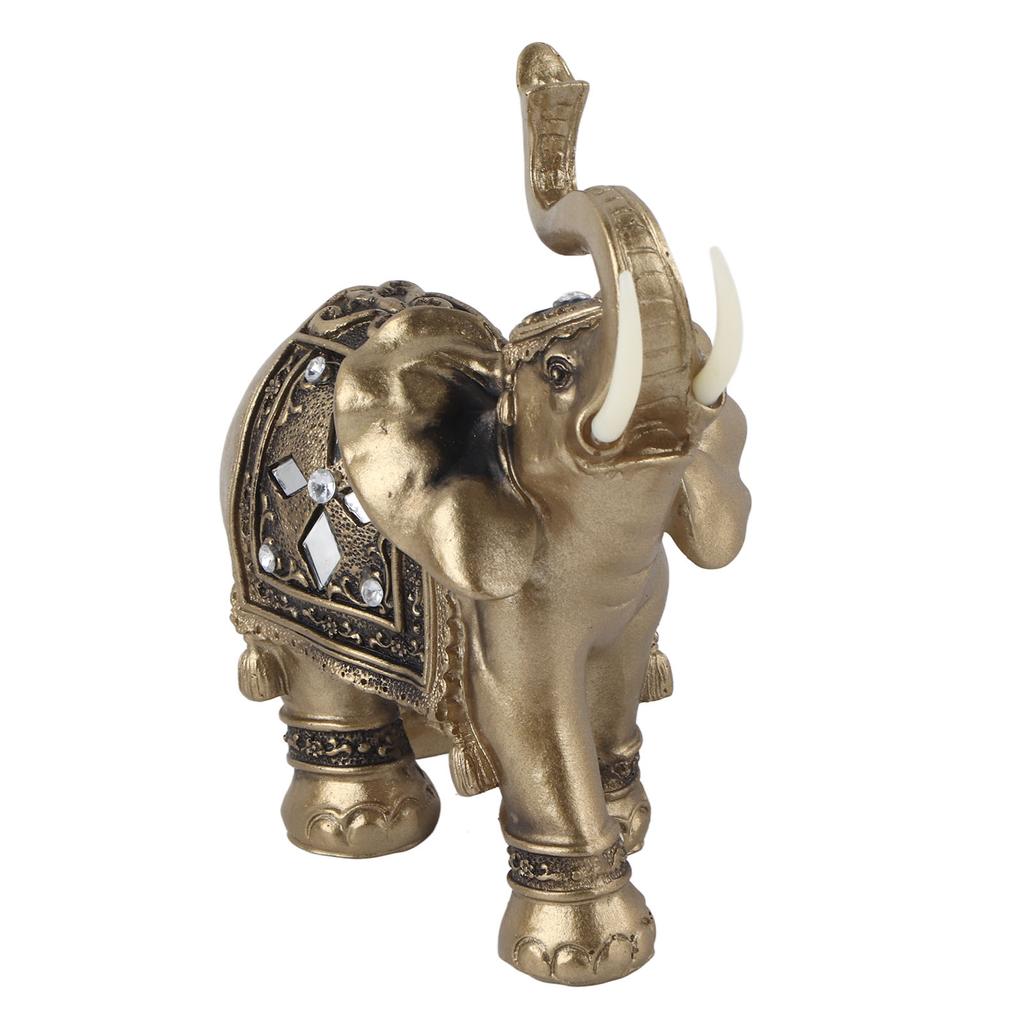 Gold Color Elegant Elephant Statue Ornament Figurine Home Office Decor Gift