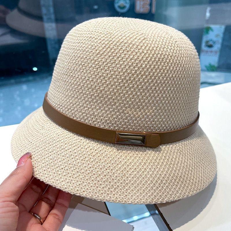 New summer fisherman's hat children's belt metal label breathable sun hat sun protection sun hat beach versatile basin hat