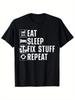 Handwerker Mechaniker Elektriker T-Shirt für Herren und Damen - Humorvoll Eat Sleep F