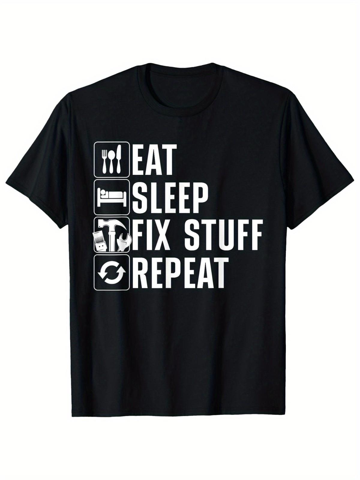 Men S And Women S Handyman Mechanic Electrician T-Shirt - Humorous Eat Sleep F S разноцветный