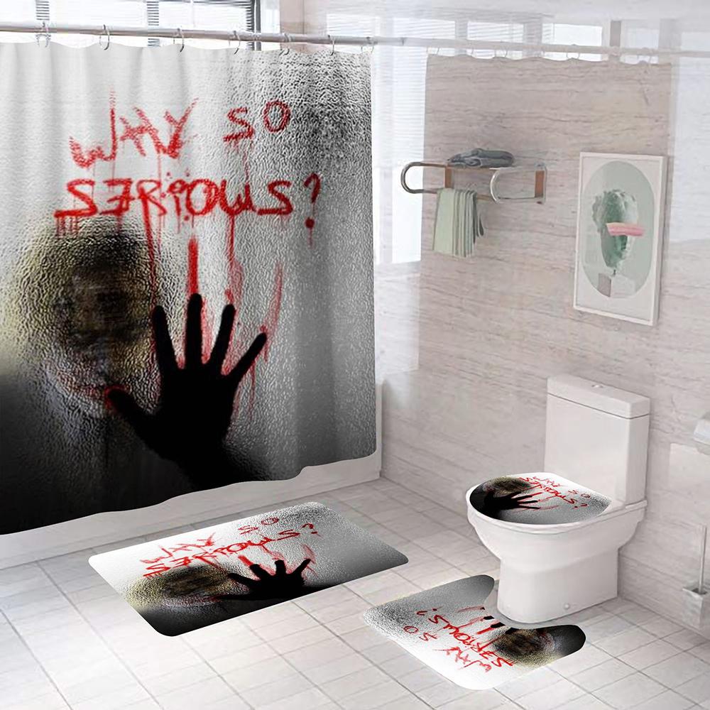 Buy 4pcs Scary Halloween Waterproof Shower Curtain Toilet Rugs Carpet For Bathroom Decor Set At Affordable Prices Free Shipping