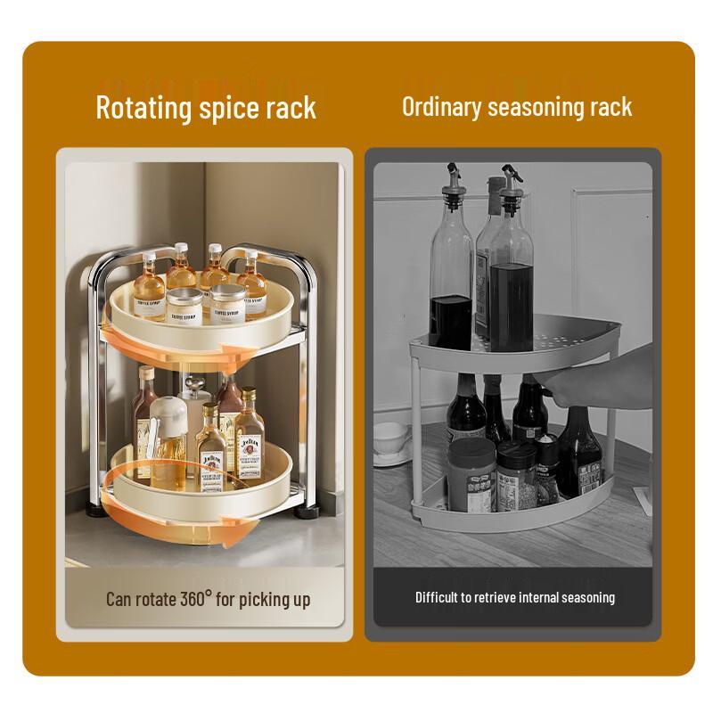 YouShu CZ11 3-Tier Rotatable Stainless Steel Kitchen Spice Rack