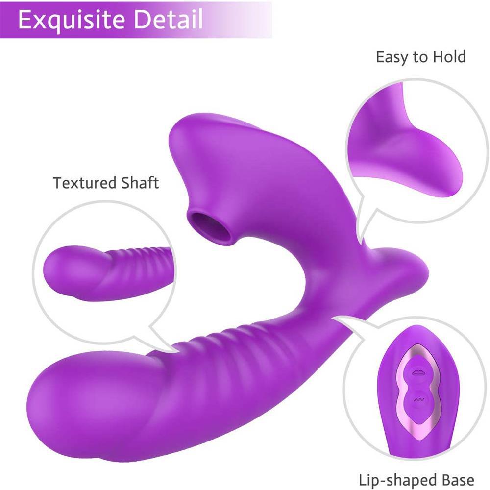 Clitoral Sucking G Spot Dildo Vibrator with 10 Powerful Modes Clit Sucker Rechargeable Clitoris Stimulator Sex Toys for Women