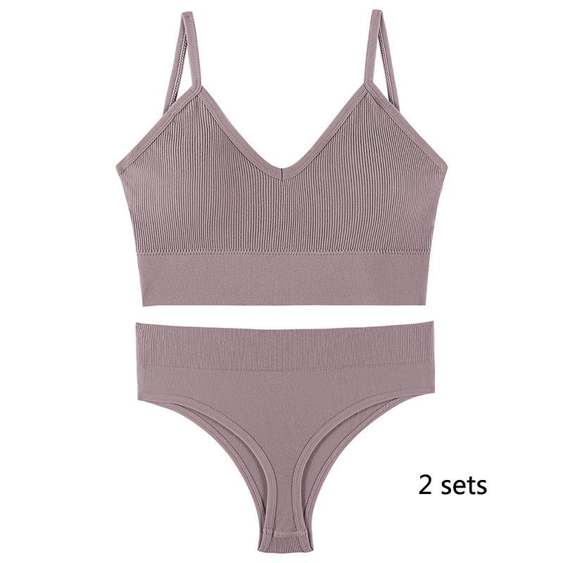 Underwear Set Lingerie Female Sexy Halter Beauty Tank Top Thin Section French Triangle Cup Without Steel Ring Gathered Bra Set