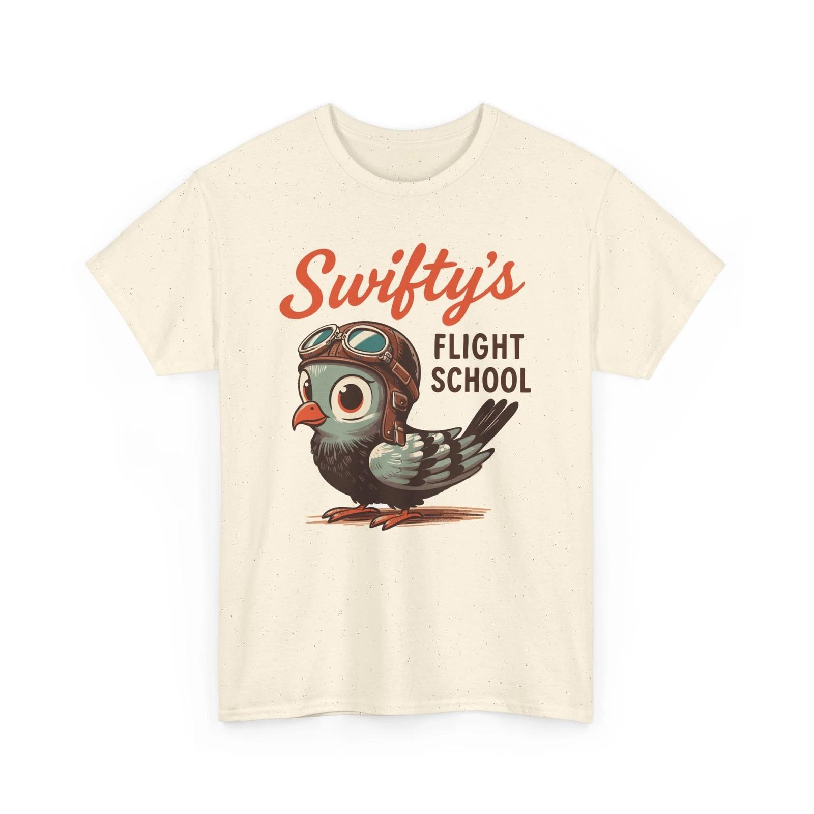 Swifty s Flight School - Retro Logo Cartoon Graphic Gildan Cotton Tee S