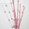 60cm 6 Prong Artificial Glitter Berry Stem with 2 Leaves Xmas Glitter Pick for Home Decor Table Centerpieces